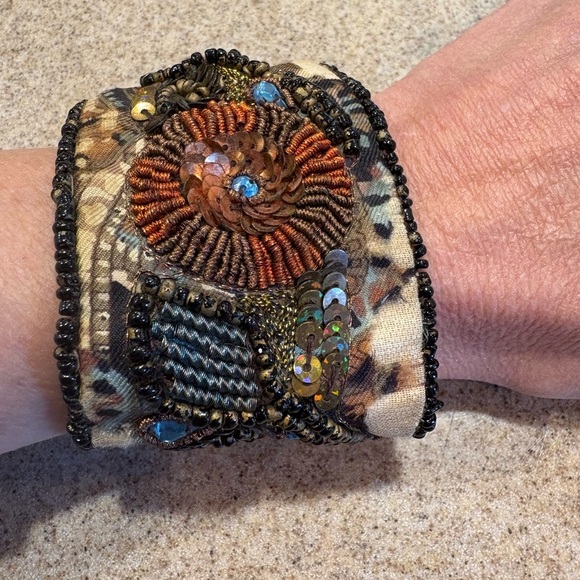 Banana Republic Jewelry - Banana Republic Vintage Hippie Boho Artisan Beaded Cuff Bracelet in Earth Tones